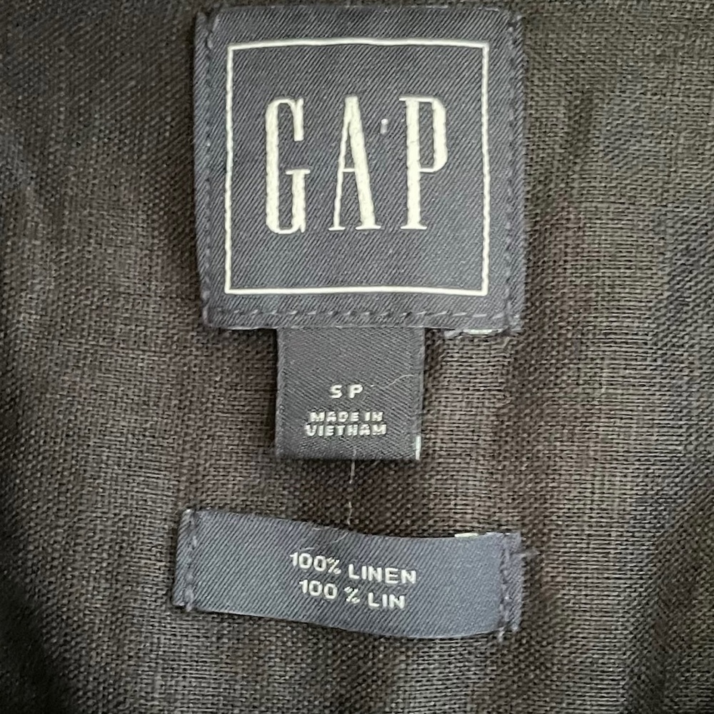 (SOLD) GAP Black Linen Sleeveless Popover Tank Top Sleeveless Blouse Shirt S - Picture 3 of 3
